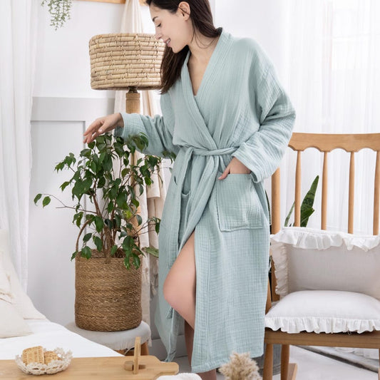 Organic 4-Layer Muslin Cotton Kimono Robe